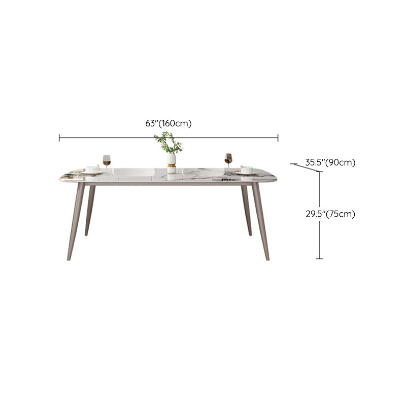 Luxury Rectangle Fixed Dining Table Sintered Stone Home Kitchen Table with 4 Legs