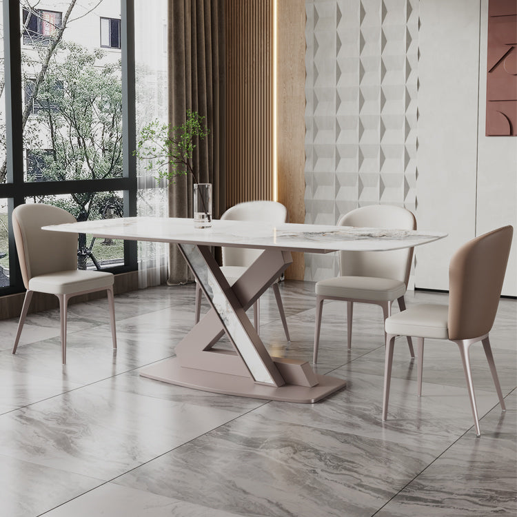 Sintered Stone Fixed Kitchen Table Luxury Rectangle Home Table