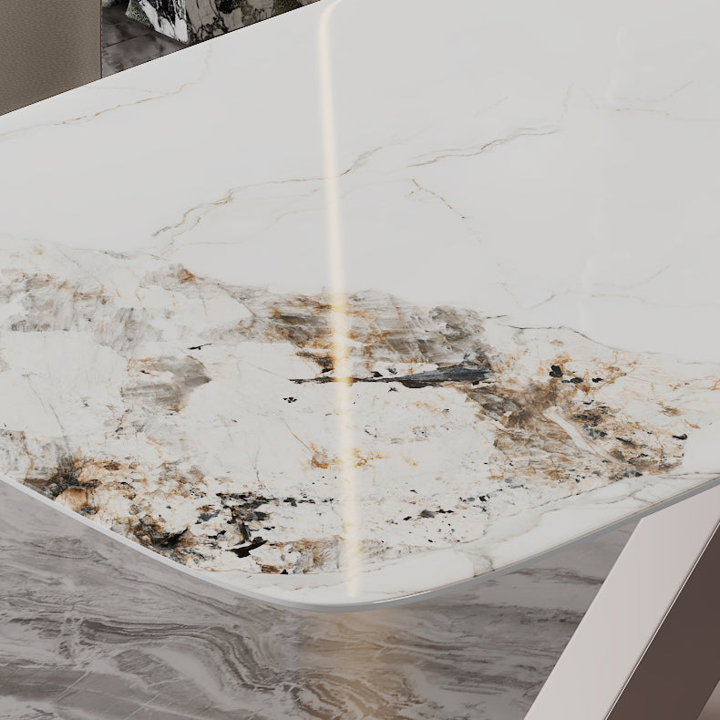 Sintered Stone Fixed Kitchen Table Luxury Rectangle Home Table