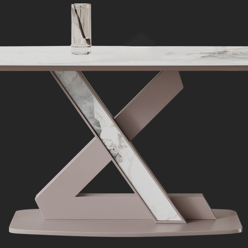 Sintered Stone Fixed Kitchen Table Luxury Rectangle Home Table