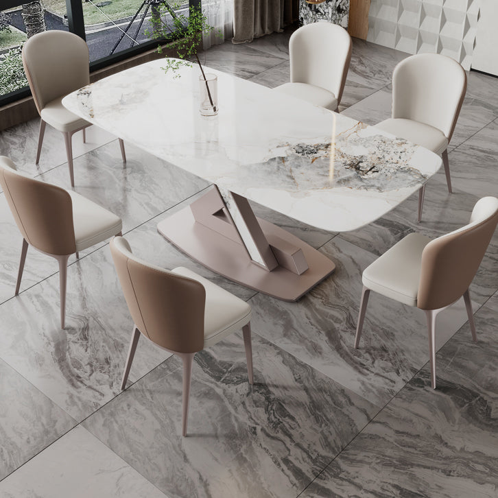 Sintered Stone Fixed Kitchen Table Luxury Rectangle Home Table