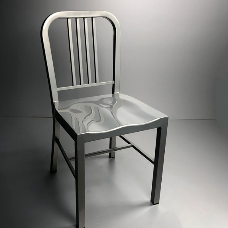 Industrial Metal Dining Room Chairs Slat Back Dining Chair in Silver
