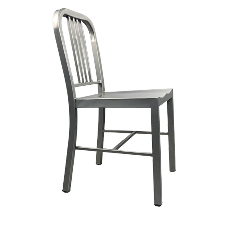 Industrial Metal Dining Room Chairs Slat Back Dining Chair in Silver