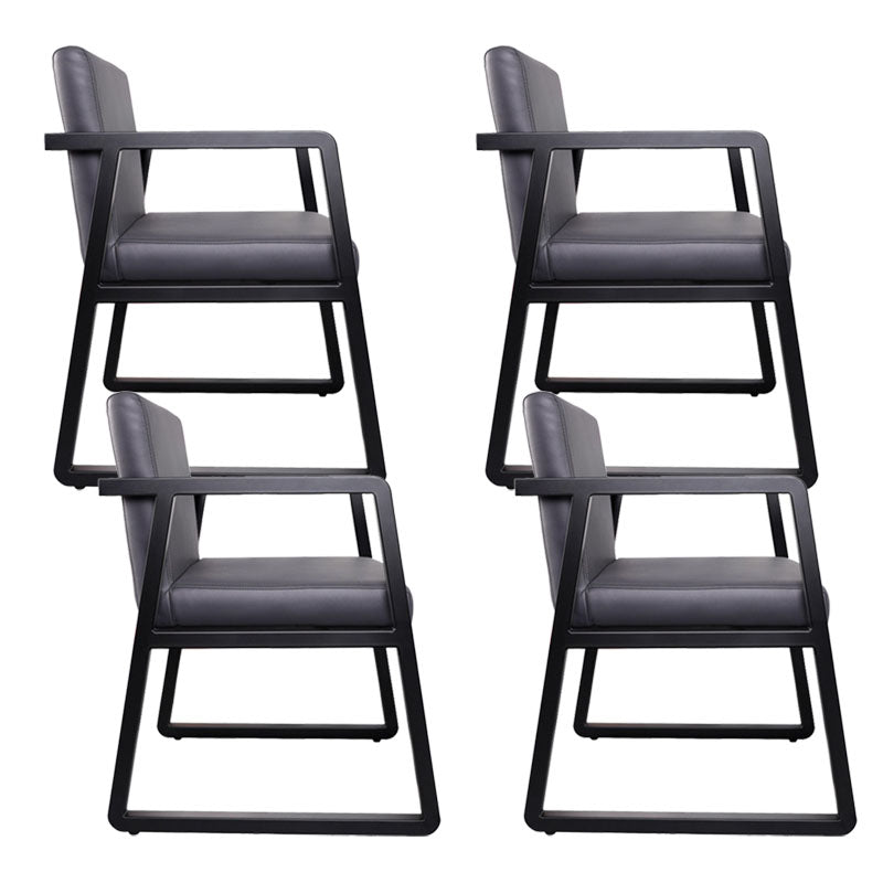 Contemporary Kitchen Dining Arm Chair Upholstered Side Chair in Grey