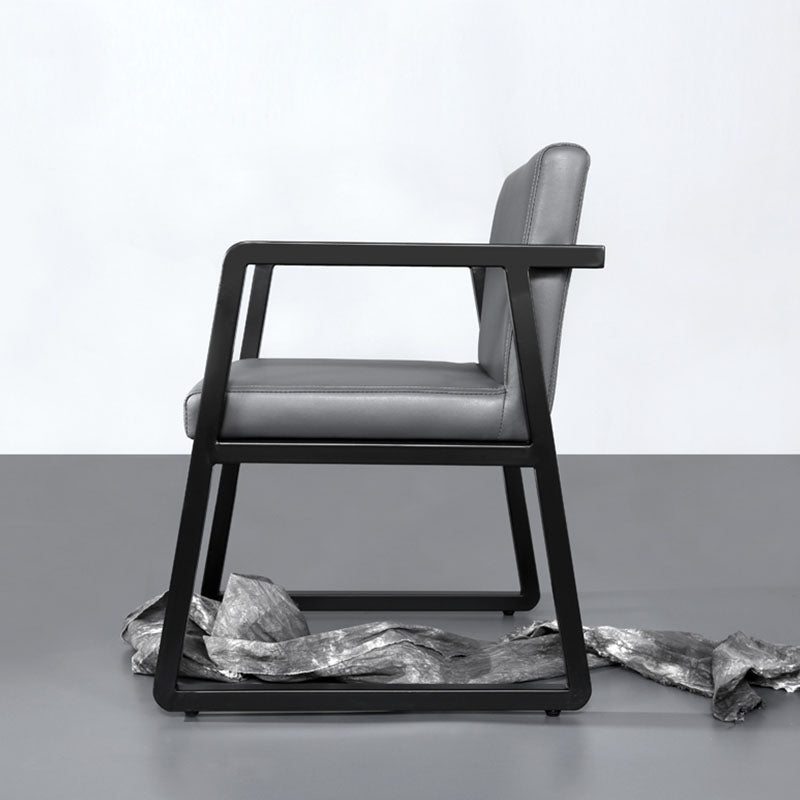 Contemporary Kitchen Dining Arm Chair Upholstered Side Chair in Grey