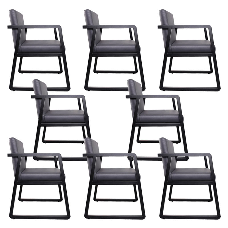 Contemporary Kitchen Dining Arm Chair Upholstered Side Chair in Grey