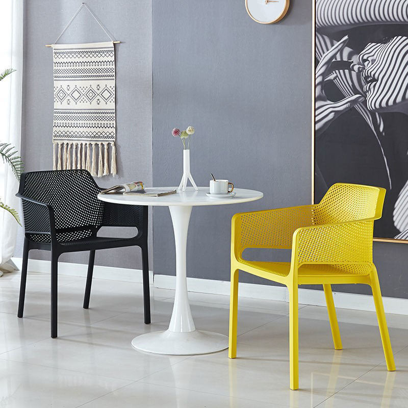 Contemporary Kitchen Dining Arm Chair Plastic Dining Armchair