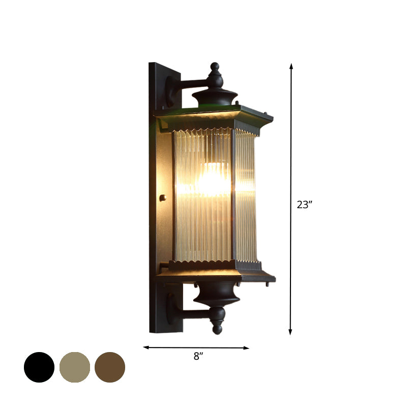 Quader im Freien im Freien leichte Land Clear Ripped Glass 1 Head Black/Bronze/Kaffeewandlampe für Tor