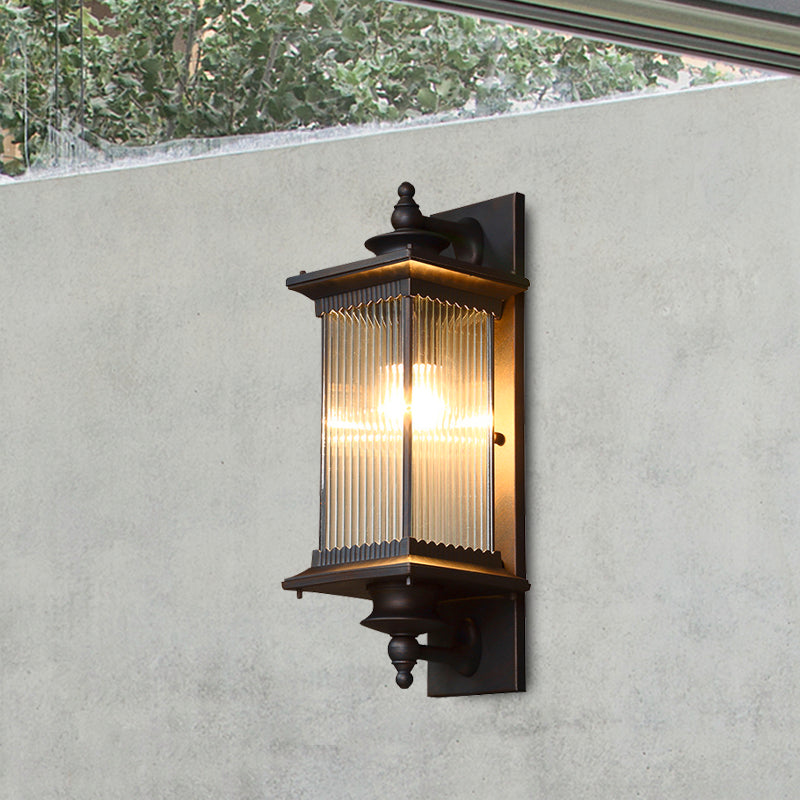 Quader im Freien im Freien leichte Land Clear Ripped Glass 1 Head Black/Bronze/Kaffeewandlampe für Tor