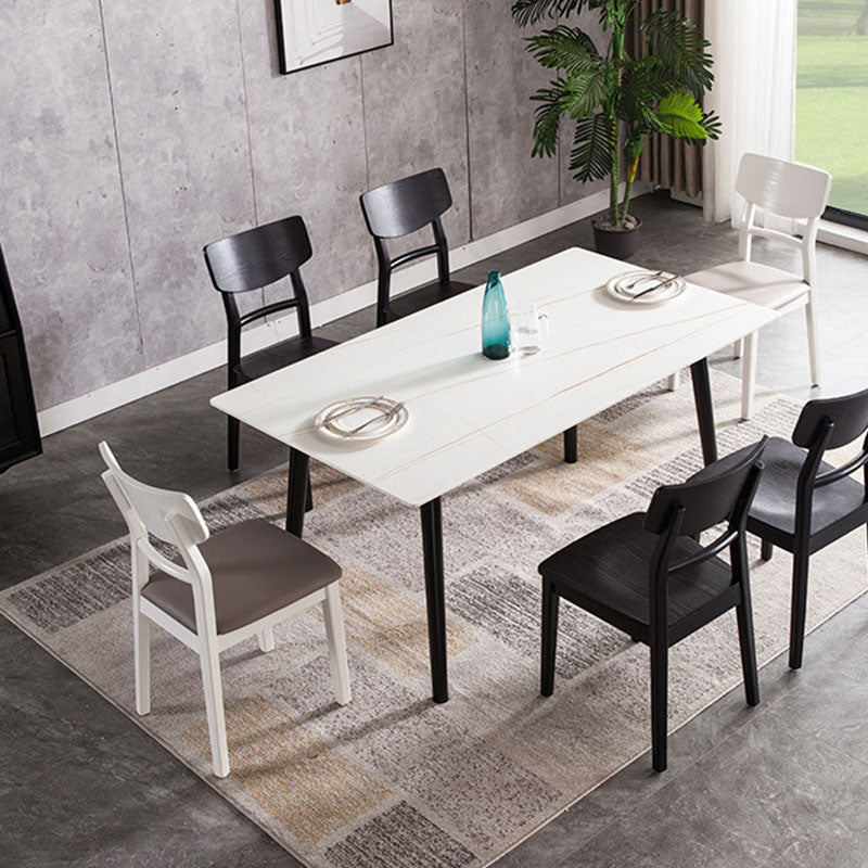 Wood Kitchen Dining Side Chair Ladder Back Side Chair in Black