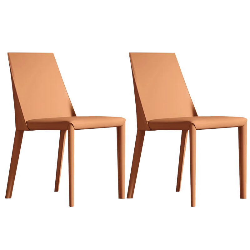 Designer Style Armless Chair Leather Parsons Back Side Chair for Dining Room