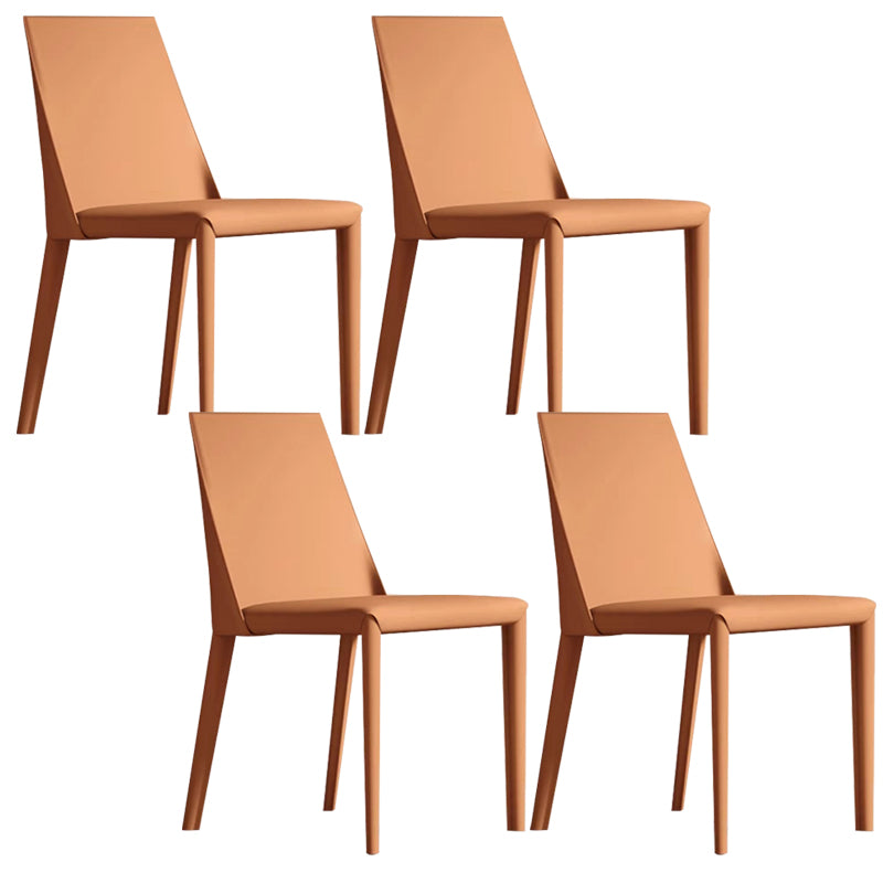 Designer Style Armless Chair Leather Parsons Back Side Chair for Dining Room