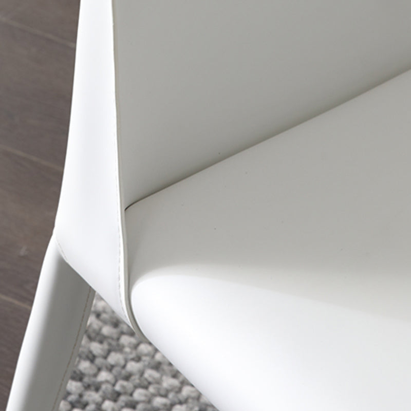 Designer Style Armless Chair Leather Parsons Back Side Chair for Dining Room