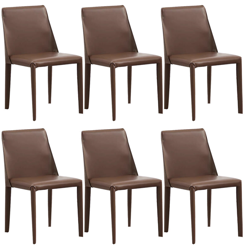 Designer Style Armless Chair Leather Parsons Back Side Chair for Dining Room