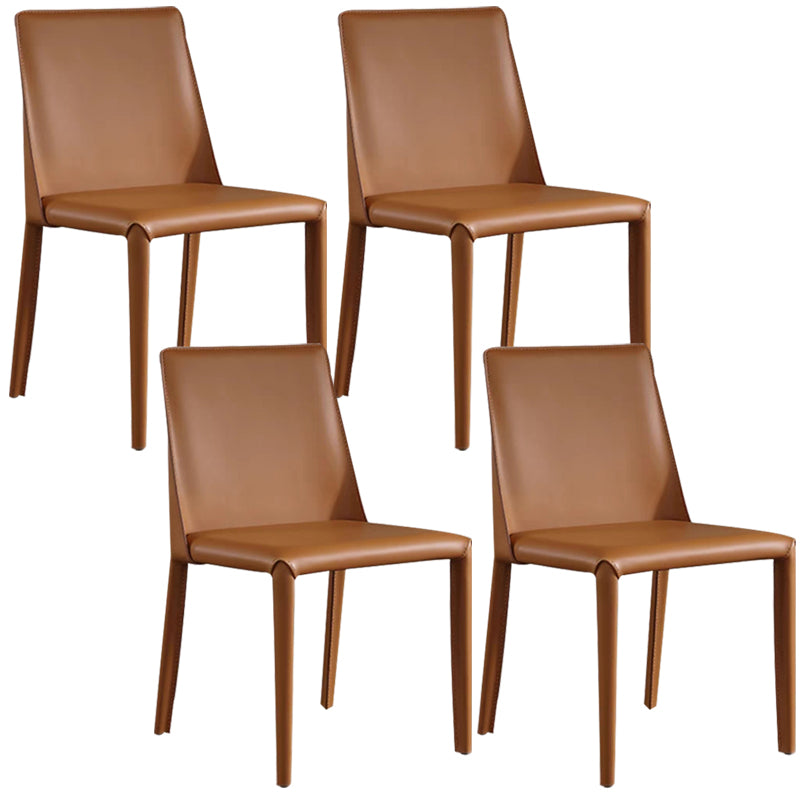 Designer Style Armless Chair Leather Parsons Back Side Chair for Dining Room
