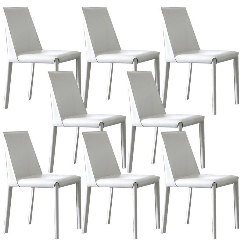 Designer Style Armless Chair Leather Parsons Back Side Chair for Dining Room