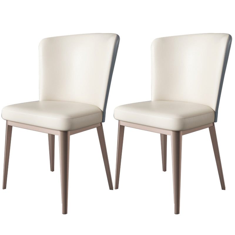 Contemporary Metal Dining Room Chair Armless Faux Leather Side Chairs