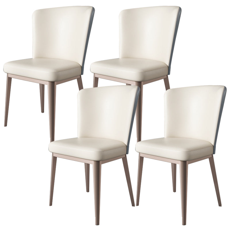 Contemporary Metal Dining Room Chair Armless Faux Leather Side Chairs