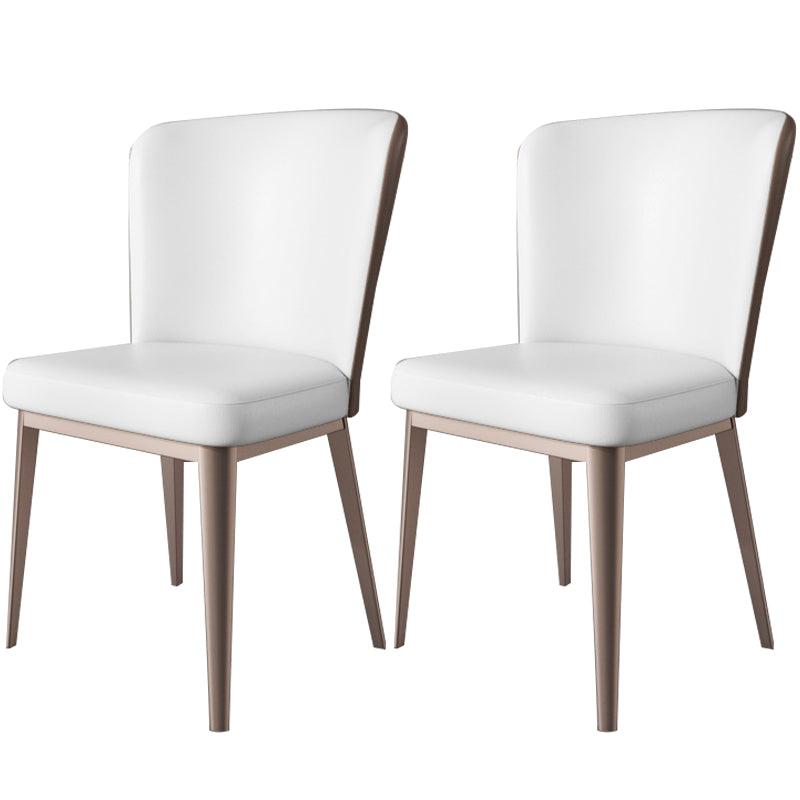 Contemporary Metal Dining Room Chair Armless Faux Leather Side Chairs