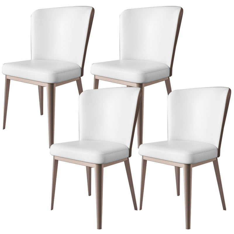 Contemporary Metal Dining Room Chair Armless Faux Leather Side Chairs