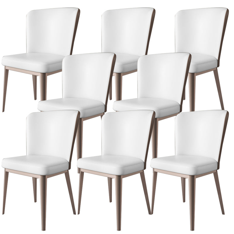 Contemporary Metal Dining Room Chair Armless Faux Leather Side Chairs