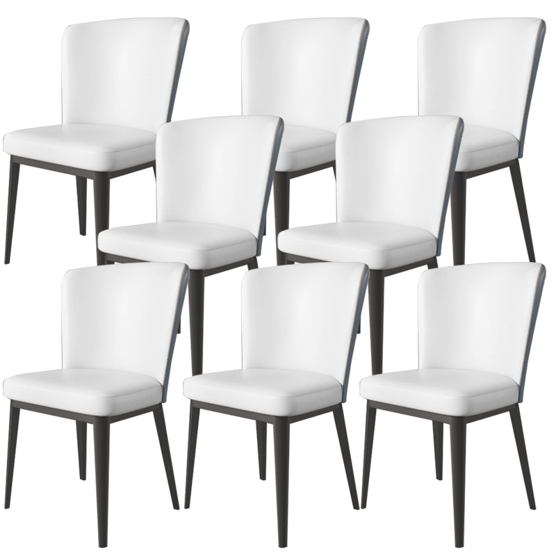Contemporary Metal Dining Room Chair Armless Faux Leather Side Chairs