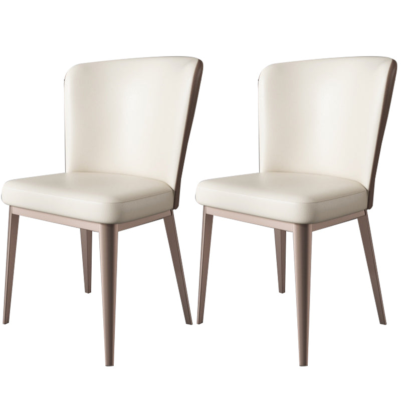 Contemporary Metal Dining Room Chair Armless Faux Leather Side Chairs