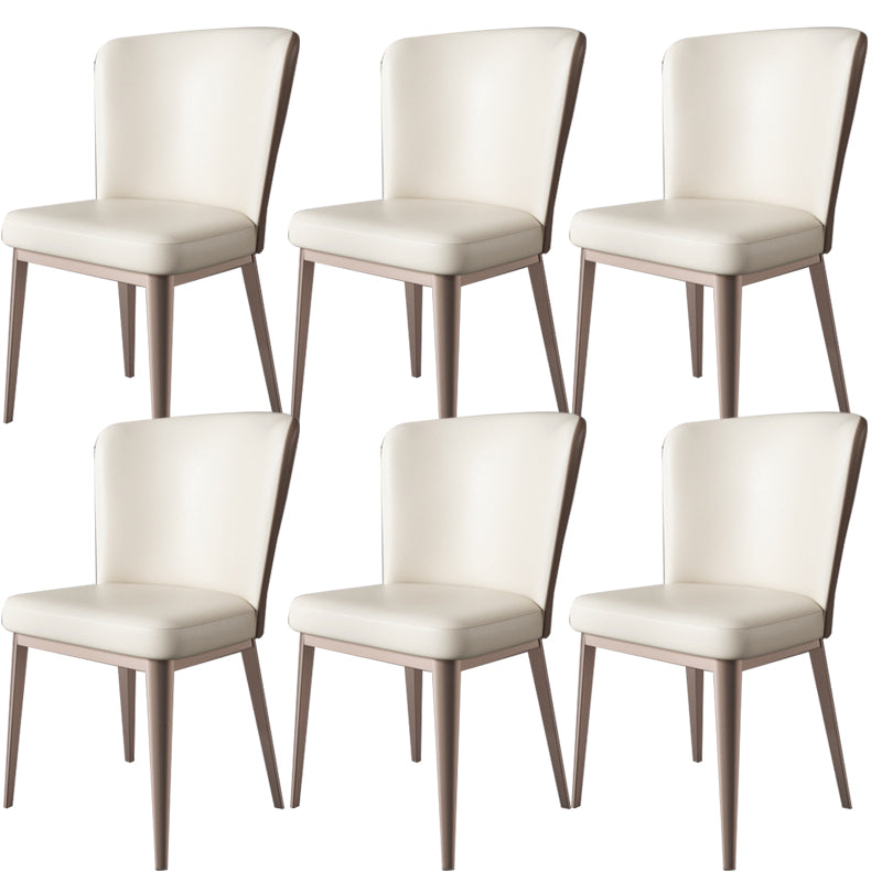 Contemporary Metal Dining Room Chair Armless Faux Leather Side Chairs