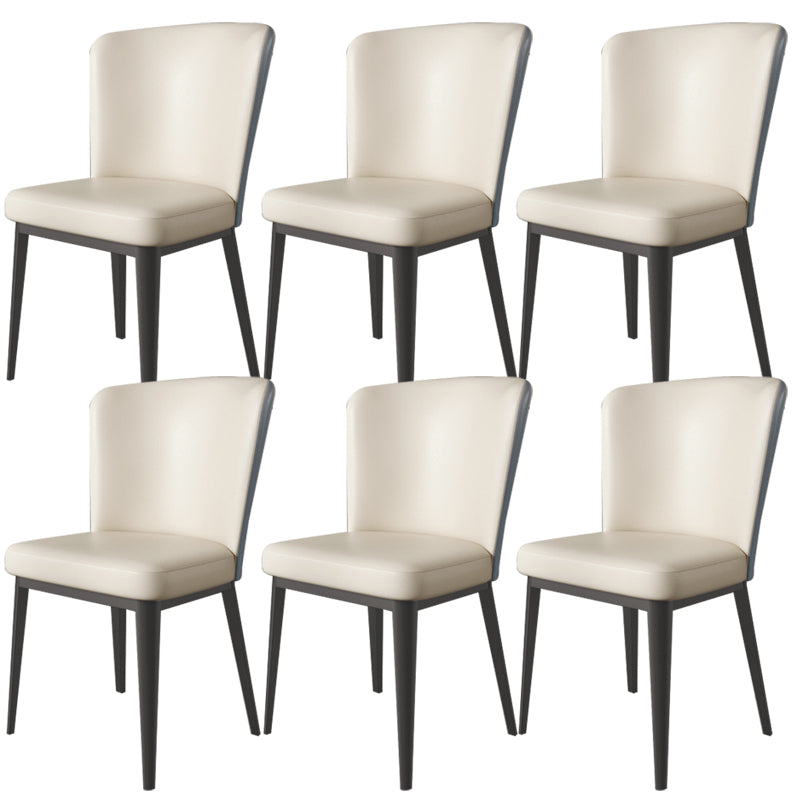 Contemporary Metal Dining Room Chair Armless Faux Leather Side Chairs