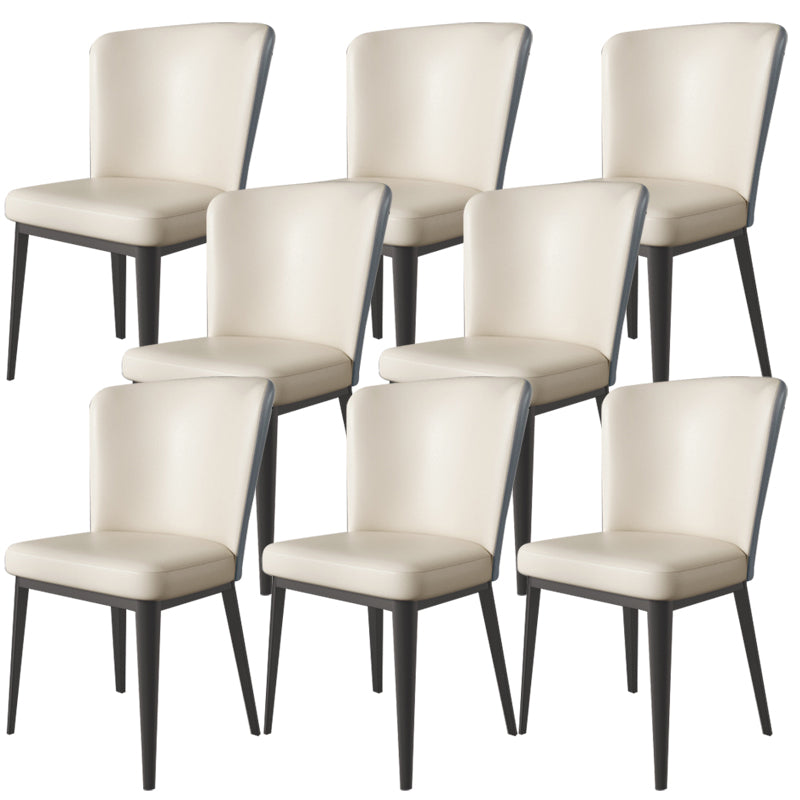 Contemporary Metal Dining Room Chair Armless Faux Leather Side Chairs