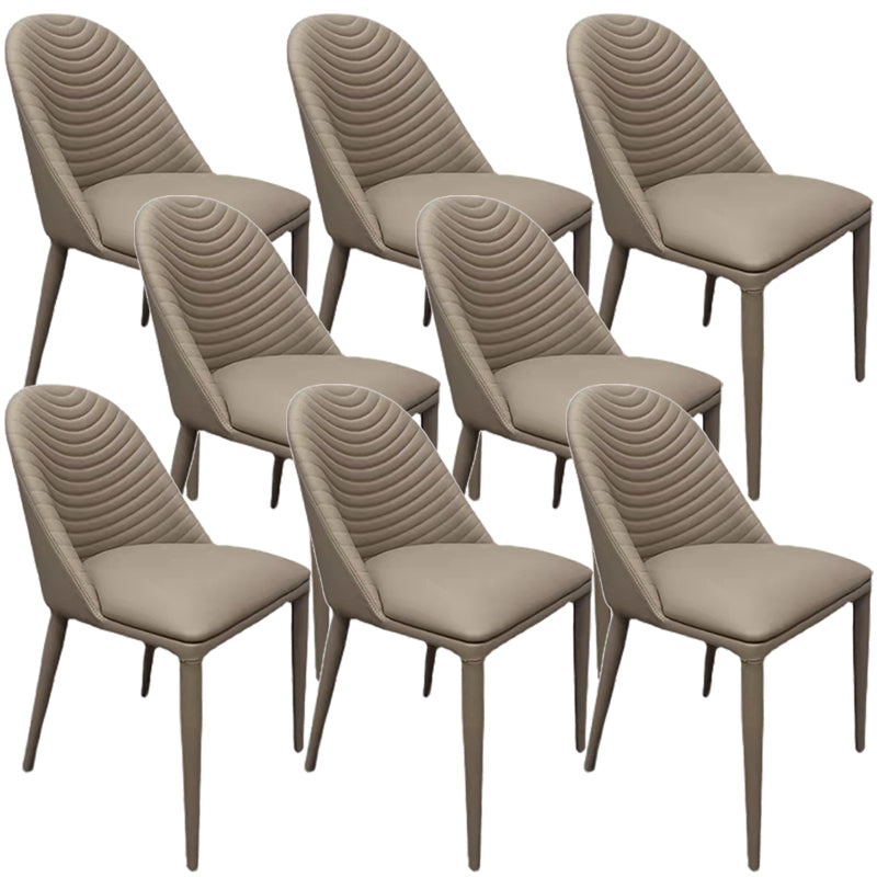 Modern Style Metal Dining Chair Faux Leather Armless Dining Room Chair for Home Use