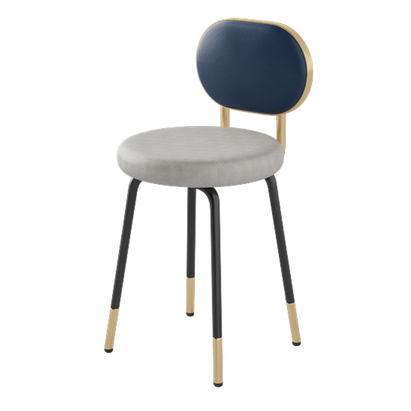 Luxurious Upholstered Armless Chair Open Back Side Leather Chair with Metal Base