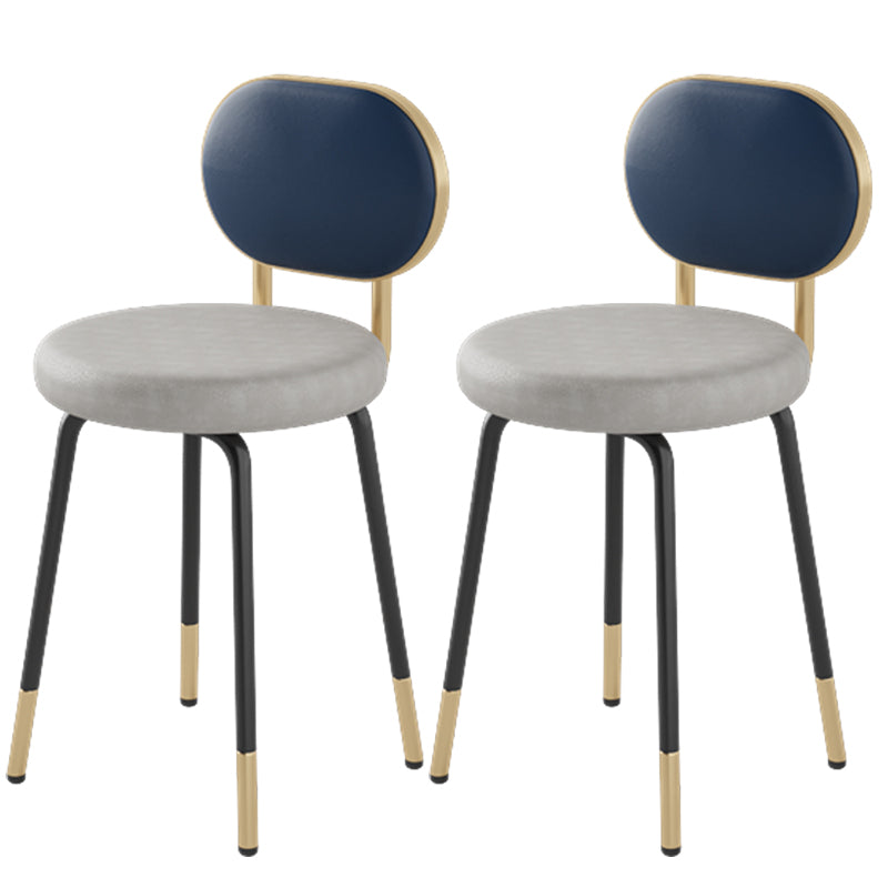 Luxurious Upholstered Armless Chair Open Back Side Leather Chair with Metal Base