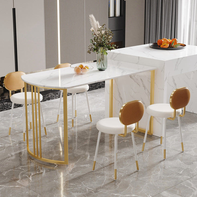 Luxurious Upholstered Armless Chair Open Back Side Leather Chair with Metal Base