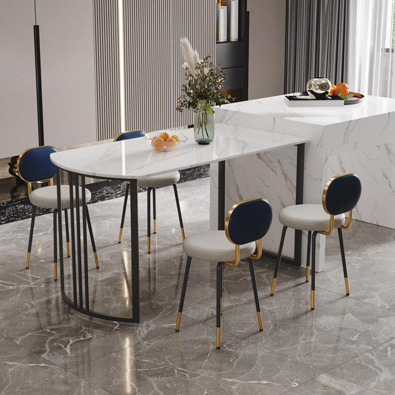 Luxurious Upholstered Armless Chair Open Back Side Leather Chair with Metal Base