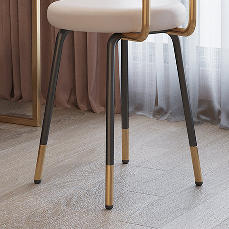 Luxurious Upholstered Armless Chair Open Back Side Leather Chair with Metal Base