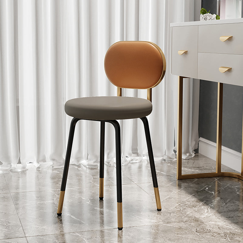 Luxurious Upholstered Armless Chair Open Back Side Leather Chair with Metal Base