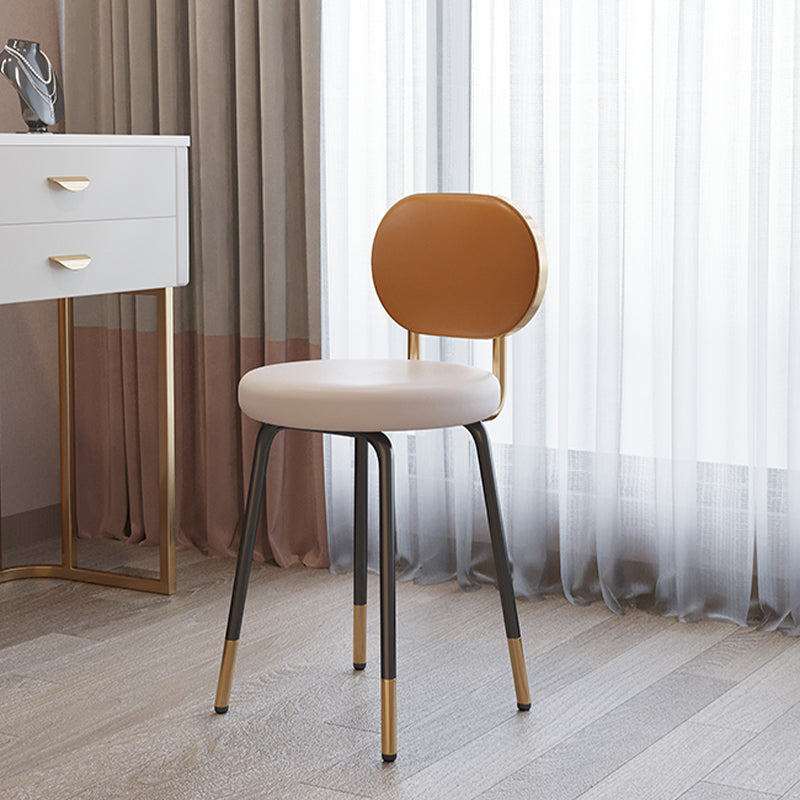 Luxurious Upholstered Armless Chair Open Back Side Leather Chair with Metal Base