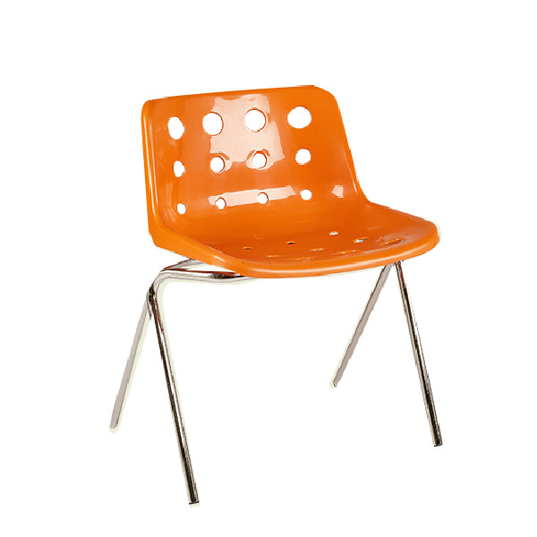 Contemporary Style Armless Chair Plastic Dining Chair with Metal Legs