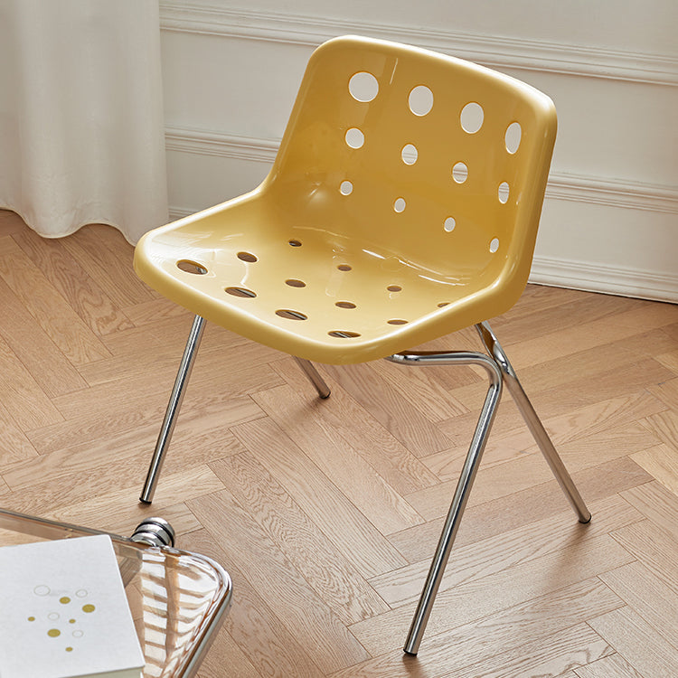 Contemporary Style Armless Chair Plastic Dining Chair with Metal Legs