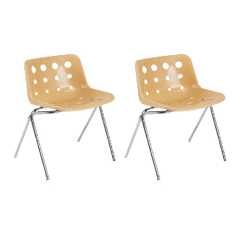 Contemporary Style Armless Chair Plastic Dining Chair with Metal Legs
