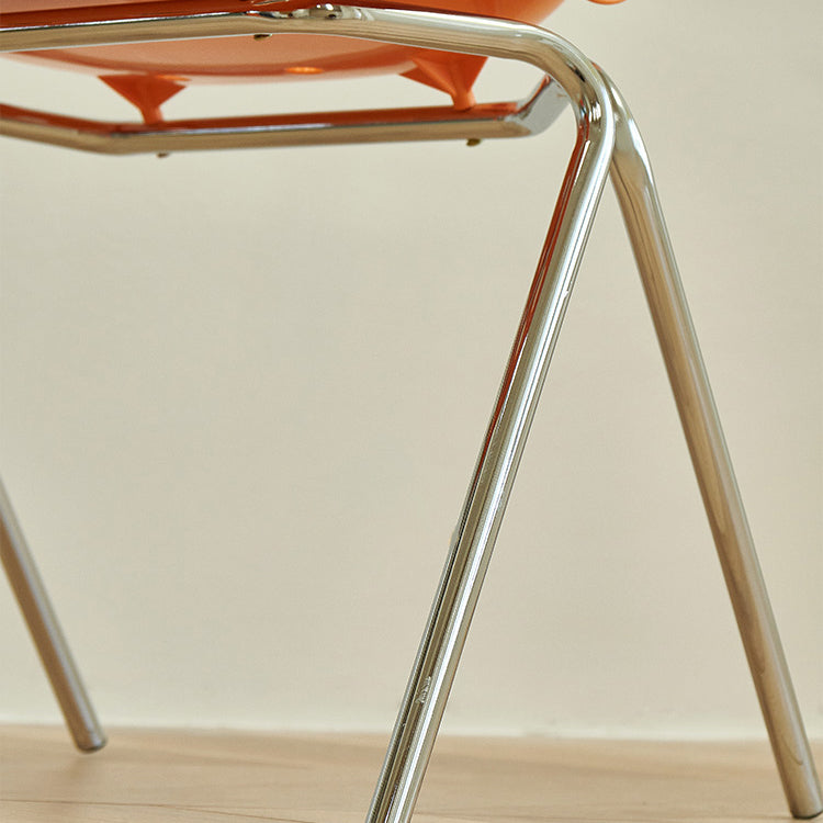 Contemporary Style Armless Chair Plastic Dining Chair with Metal Legs