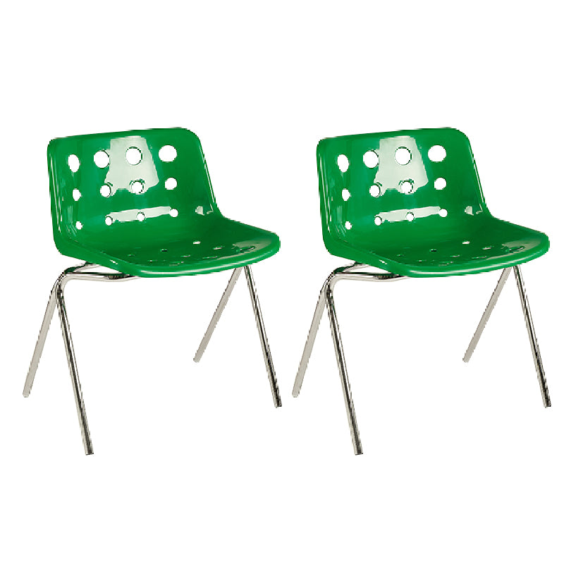 Contemporary Style Armless Chair Plastic Dining Chair with Metal Legs