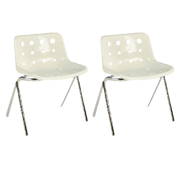 Contemporary Style Armless Chair Plastic Dining Chair with Metal Legs