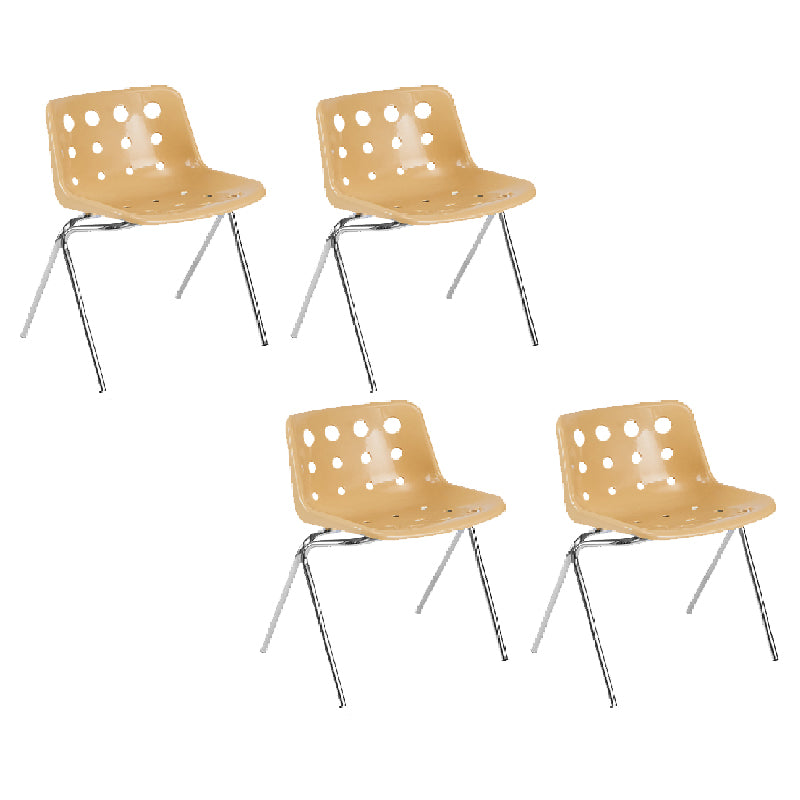 Contemporary Style Armless Chair Plastic Dining Chair with Metal Legs