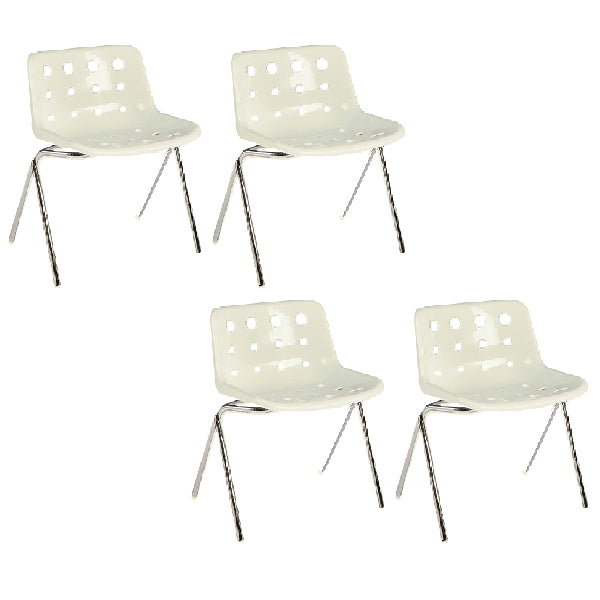Contemporary Style Armless Chair Plastic Dining Chair with Metal Legs