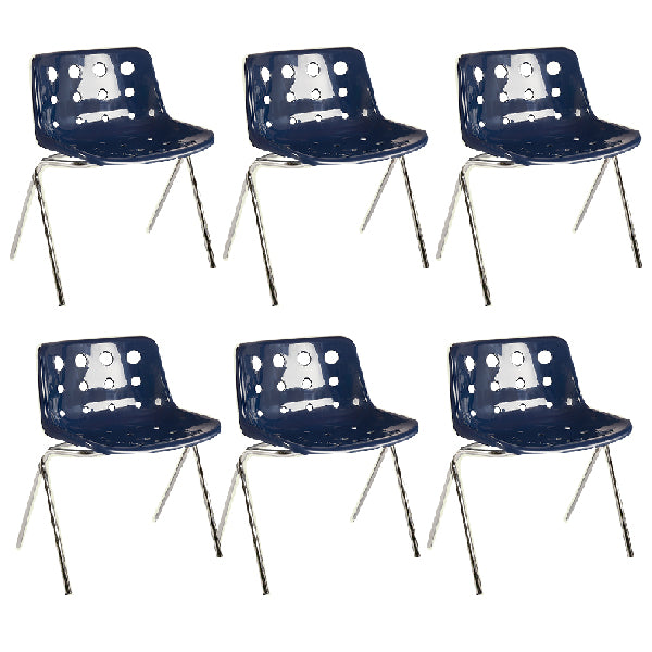 Contemporary Style Armless Chair Plastic Dining Chair with Metal Legs