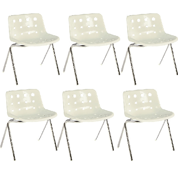 Contemporary Style Armless Chair Plastic Dining Chair with Metal Legs
