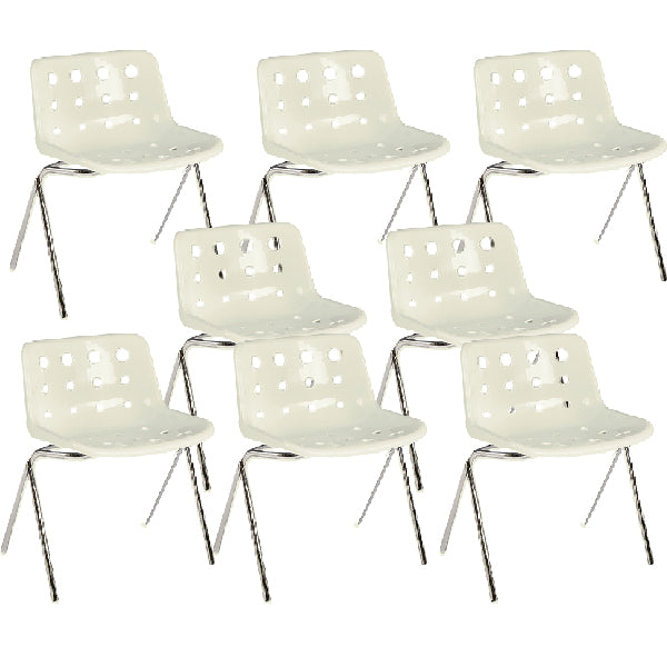 Contemporary Style Armless Chair Plastic Dining Chair with Metal Legs