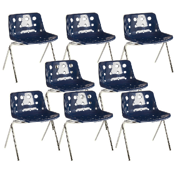 Contemporary Style Armless Chair Plastic Dining Chair with Metal Legs